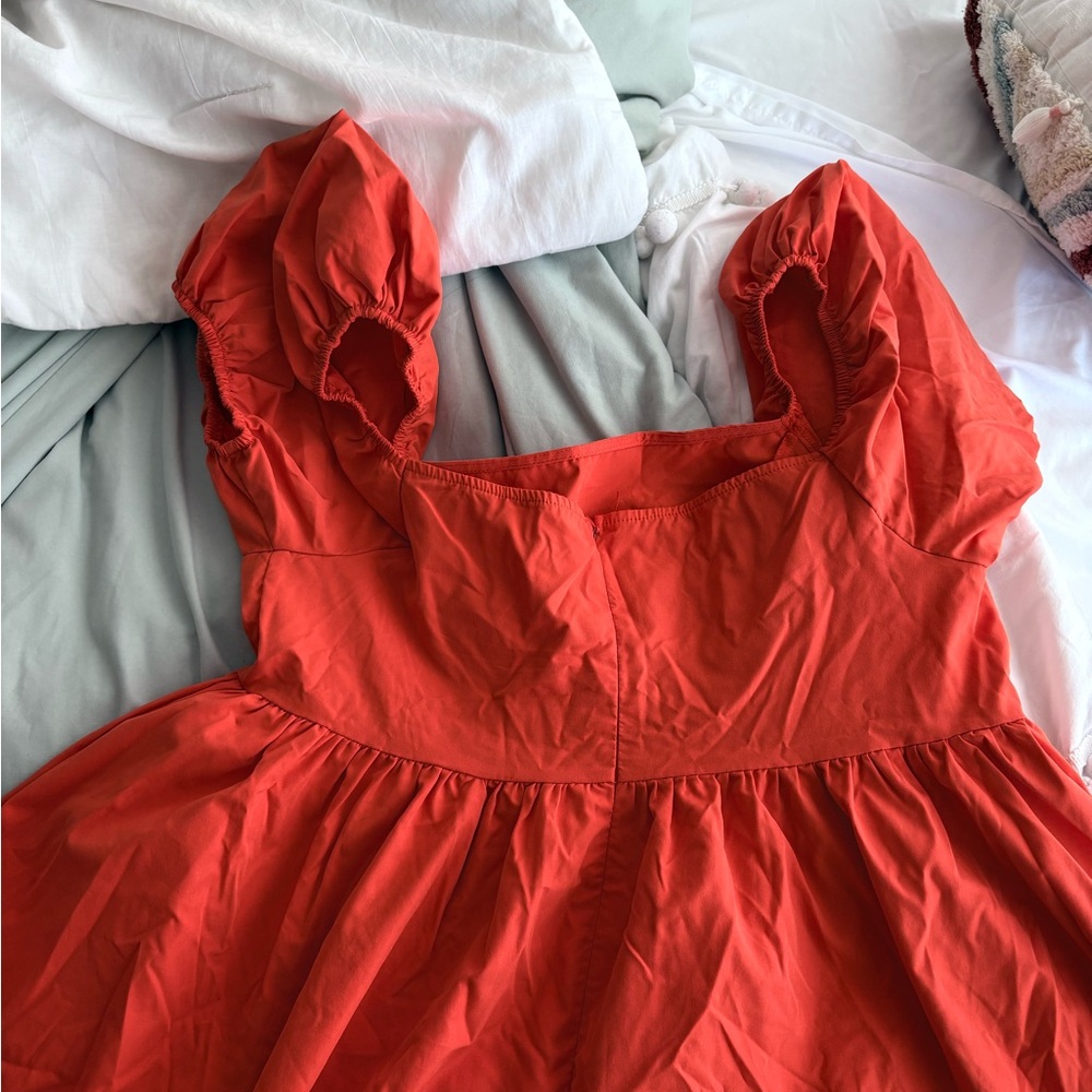 Orange Off-Shoulder Plus size Dress - Picture 3 of 3